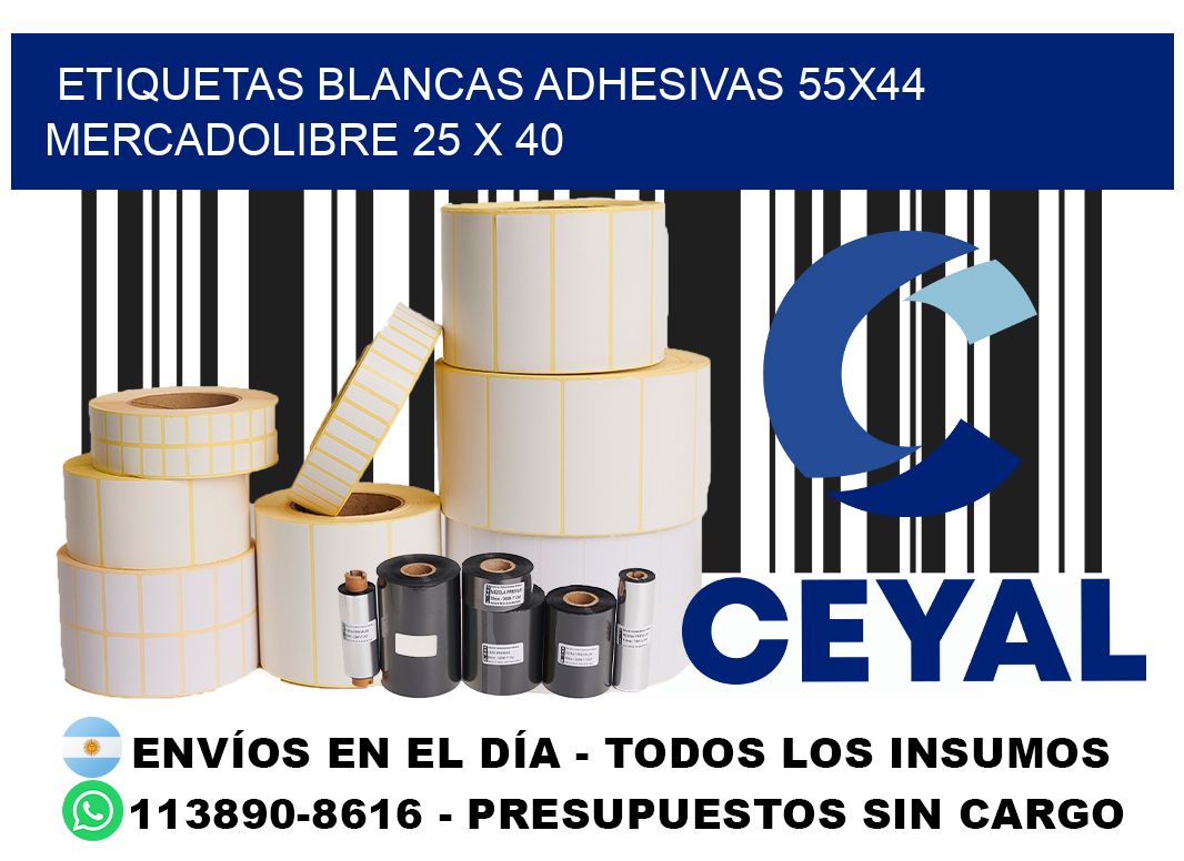 etiquetas blancas adhesivas 55x44 mercadolibre 25 x 40