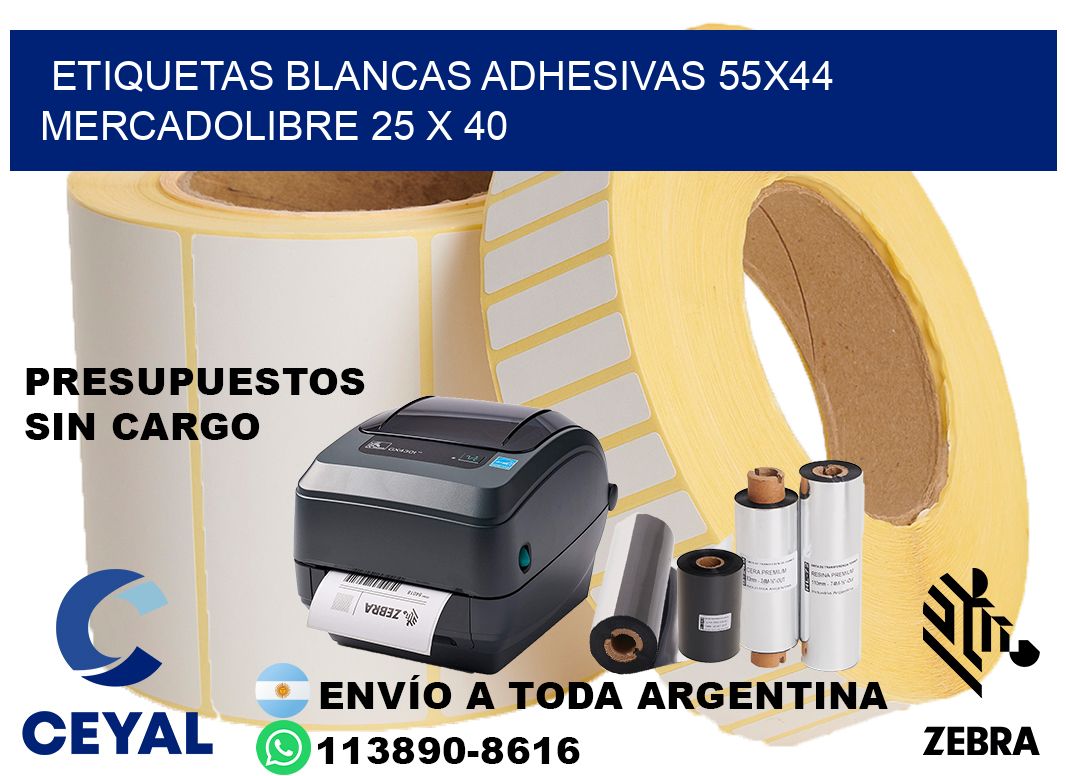 etiquetas blancas adhesivas 55x44 mercadolibre 25 x 40