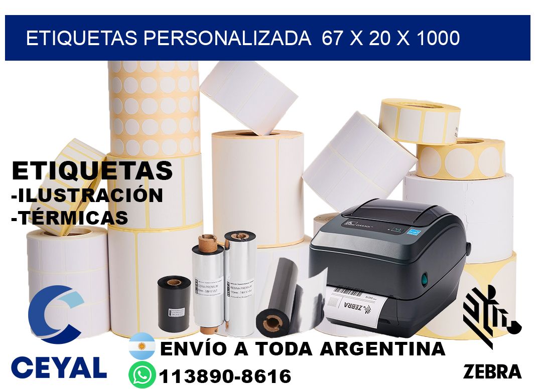 etiquetas personalizada  67 x 20 x 1000