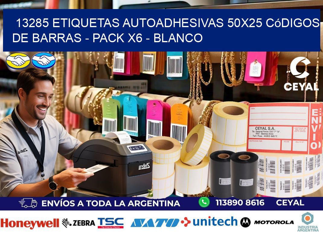 13285 Etiquetas Autoadhesivas 50×25 Códigos De Barras – Pack X6 – Blanco