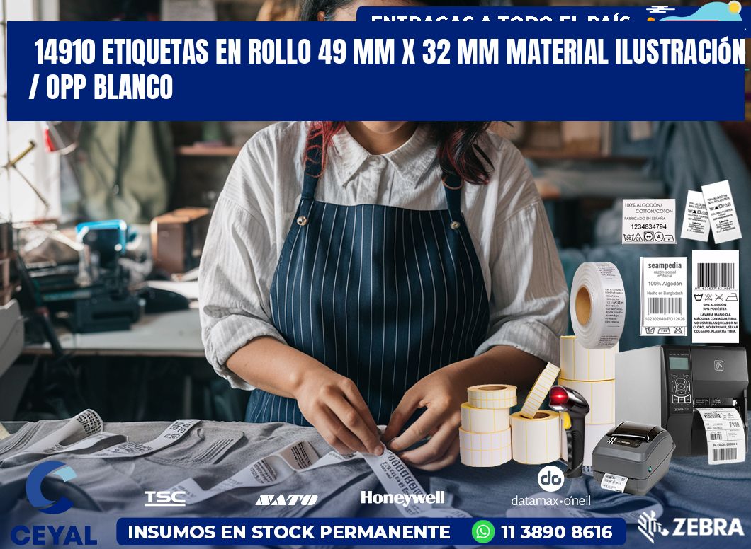 14910 Etiquetas en rollo 49 mm x 32 mm material Ilustración / OPP Blanco