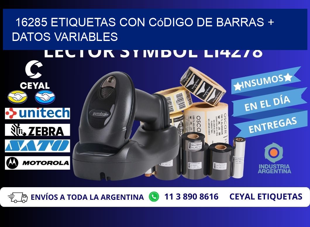 16285 etiquetas con código de barras + datos variables