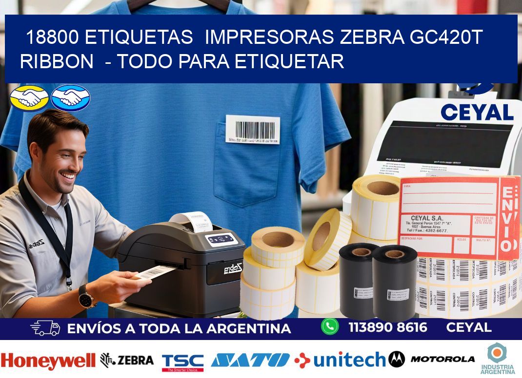 18800 etiquetas  impresoras zebra gc420t ribbon  - Todo para Etiquetar