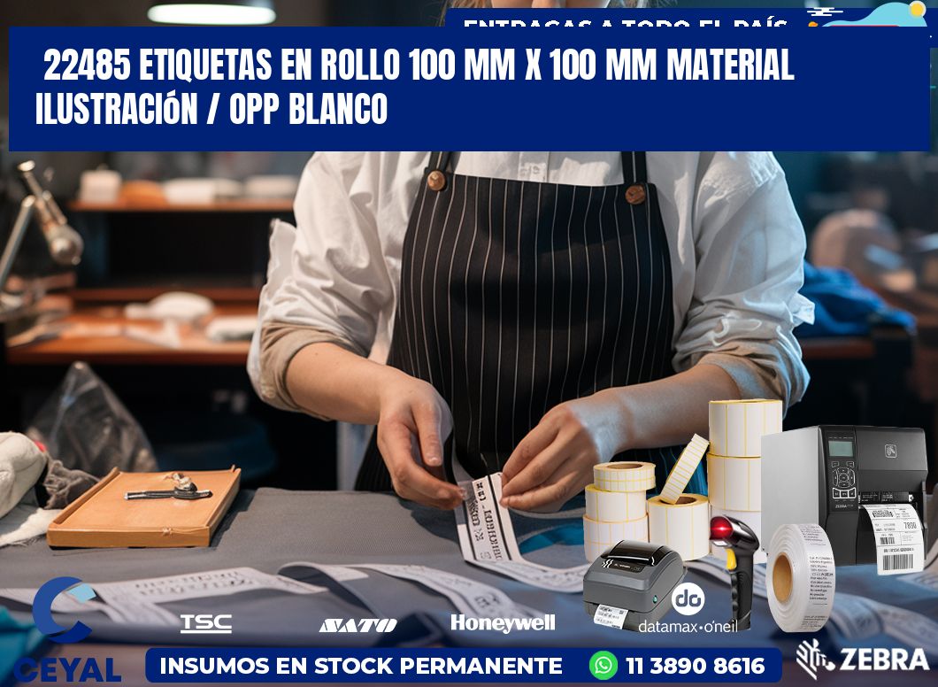 22485 Etiquetas en rollo 100 mm x 100 mm material Ilustración / OPP Blanco