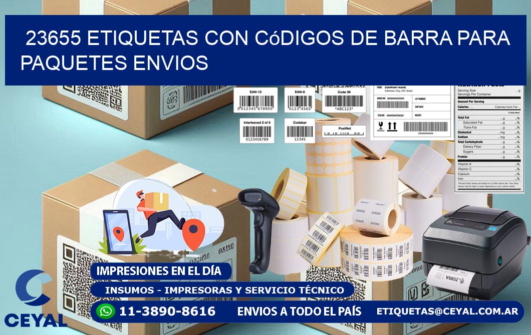 23655 etiquetas con códigos de barra para paquetes envios
