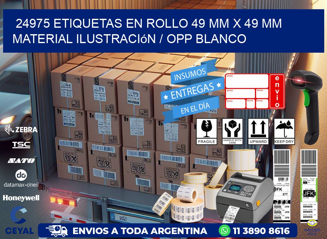 24975 Etiquetas en rollo 49 mm x 49 mm material Ilustración / OPP Blanco