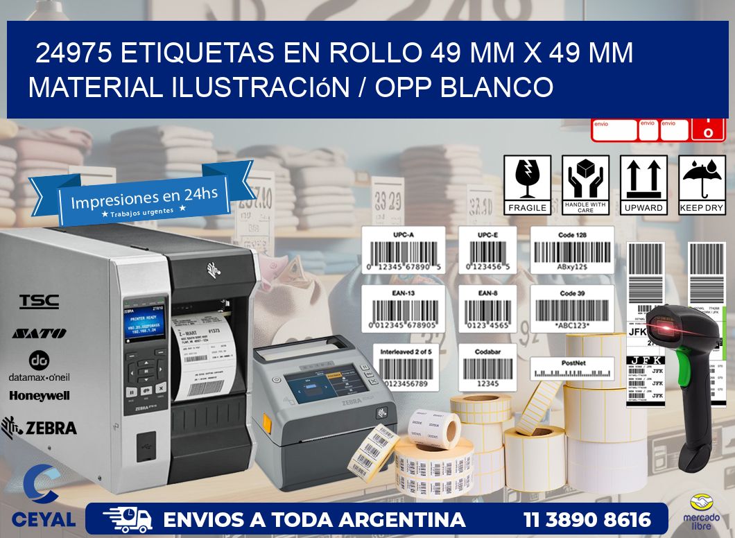 24975 Etiquetas en rollo 49 mm x 49 mm material Ilustración / OPP Blanco