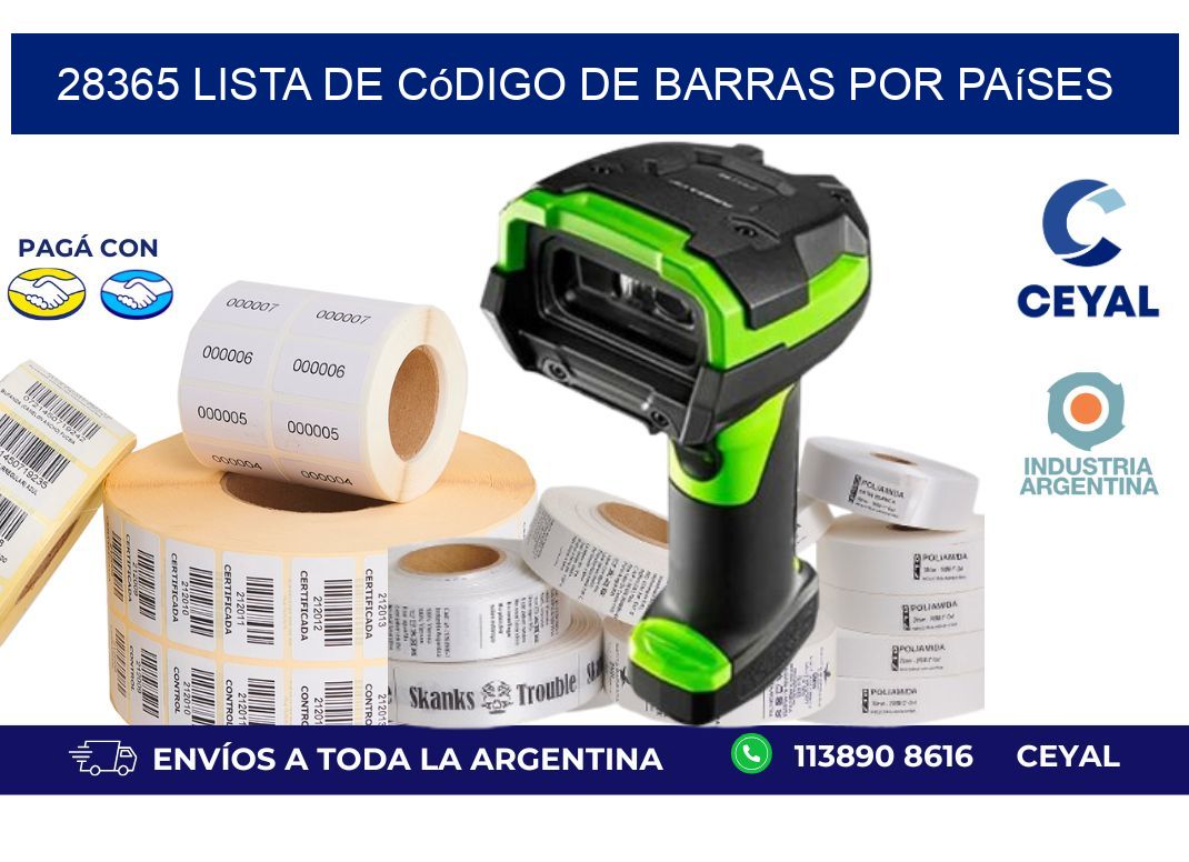 28365 Lista de código de barras por países
