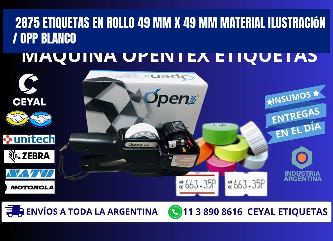 2875 Etiquetas en rollo 49 mm x 49 mm material Ilustración / OPP Blanco
