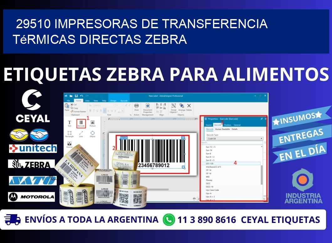 29510 impresoras de Transferencia térmicas directas zebra