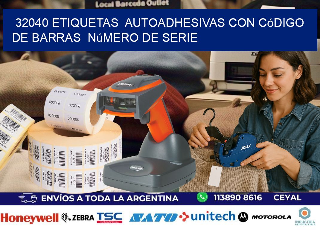 32040 etiquetas autoadhesivas con código de barras número de serie