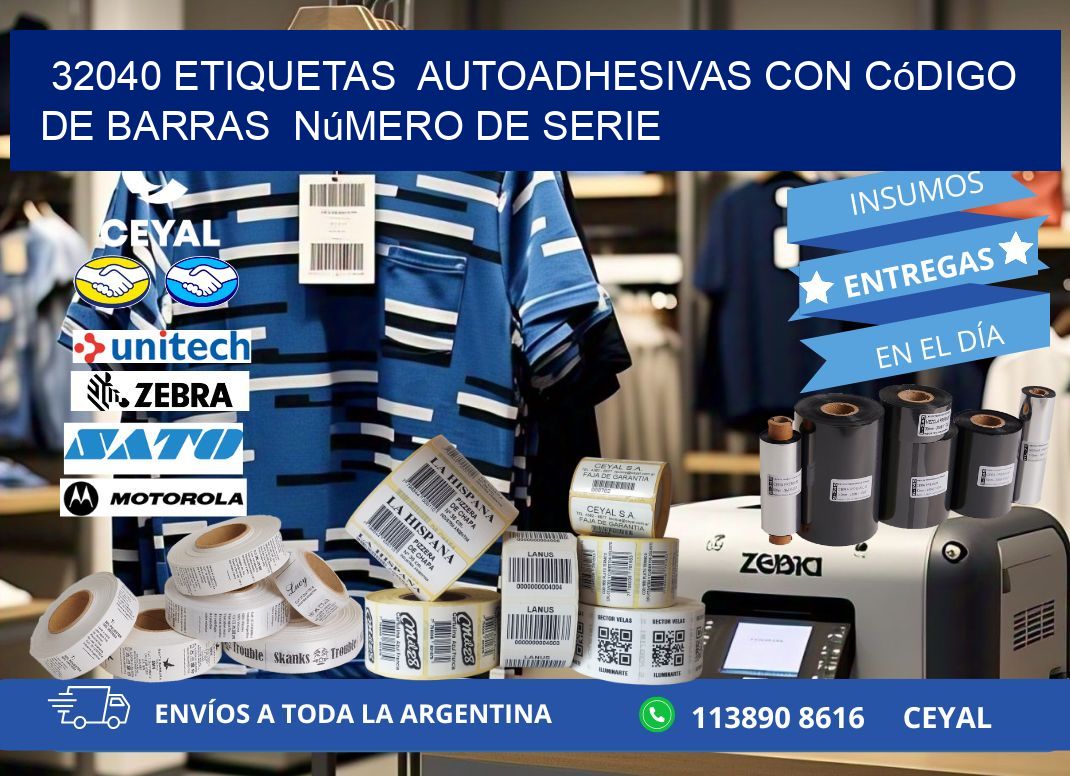 32040 etiquetas autoadhesivas con código de barras número de serie