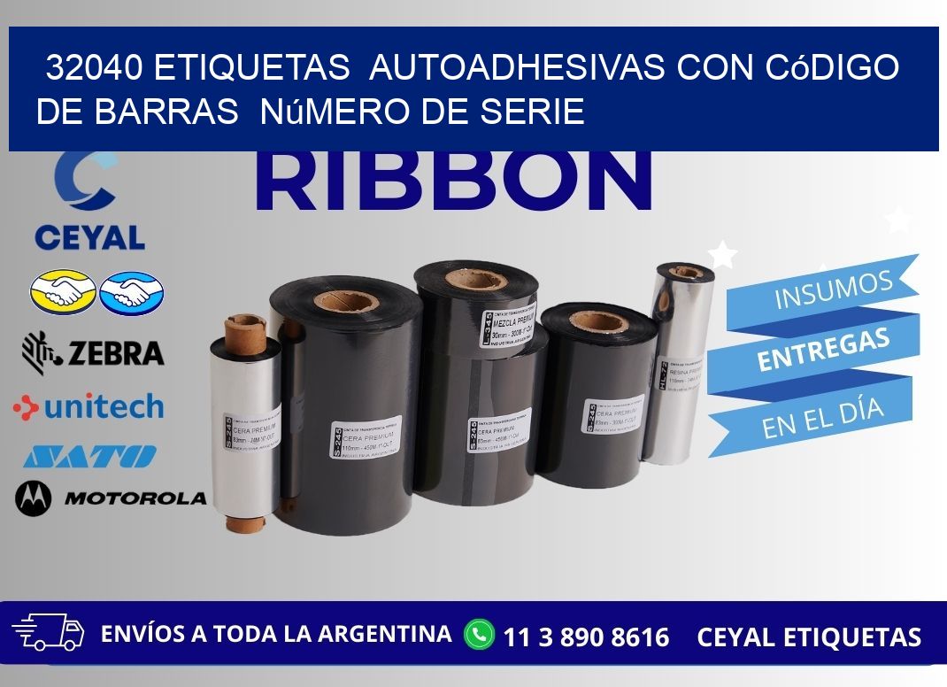 32040 etiquetas autoadhesivas con código de barras número de serie