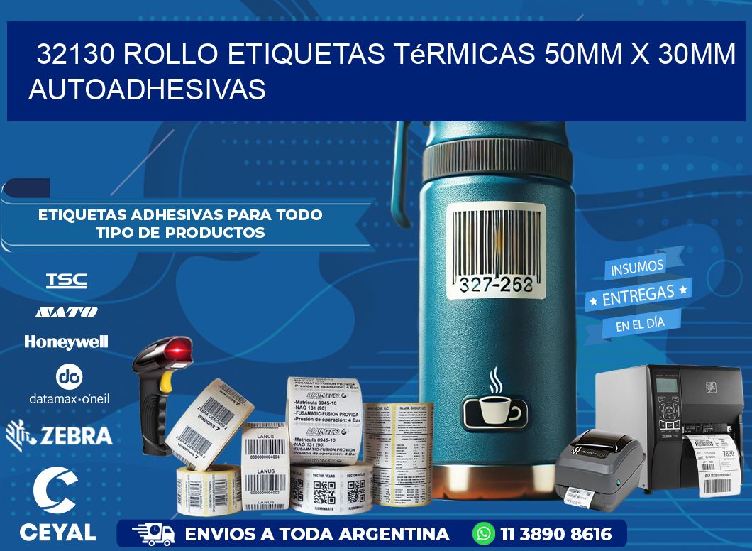 32130 Rollo Etiquetas Térmicas 50mm X 30mm Autoadhesivas