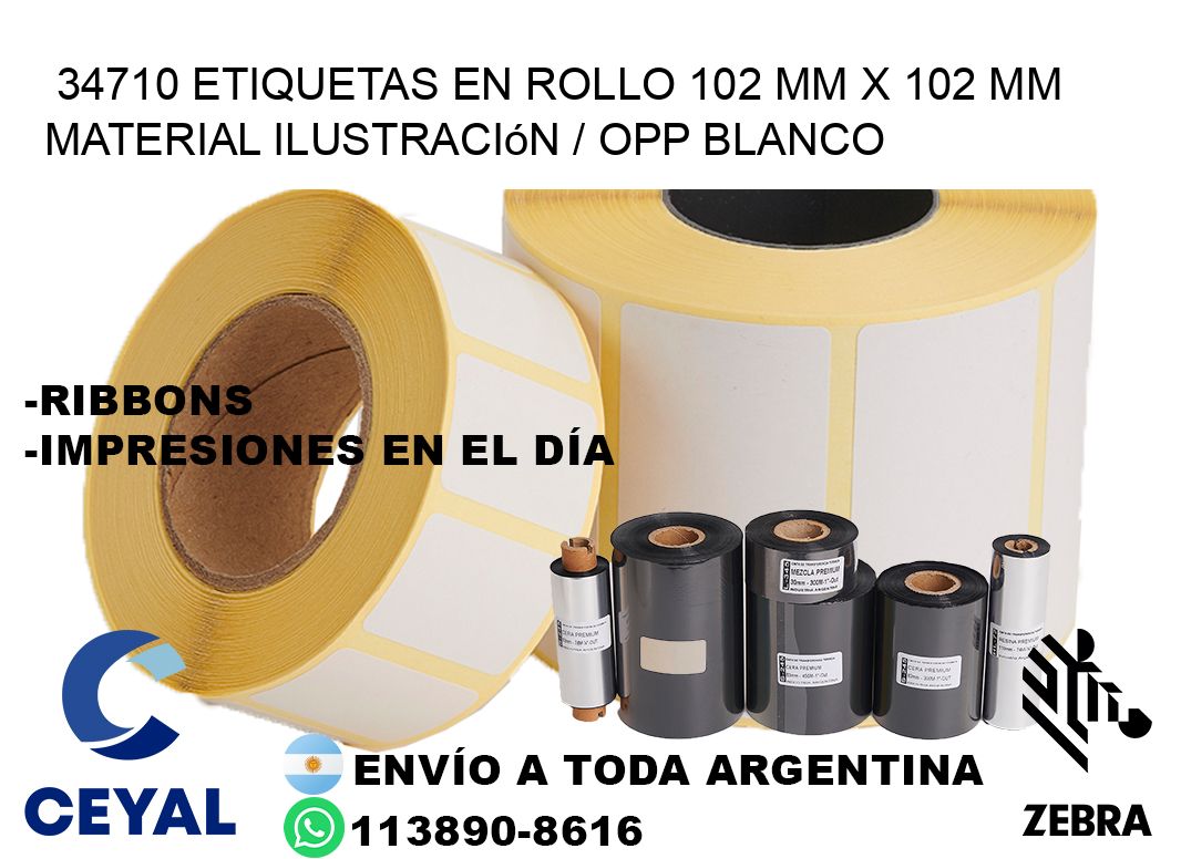 34710 Etiquetas en rollo 102 mm x 102 mm material Ilustración / OPP Blanco