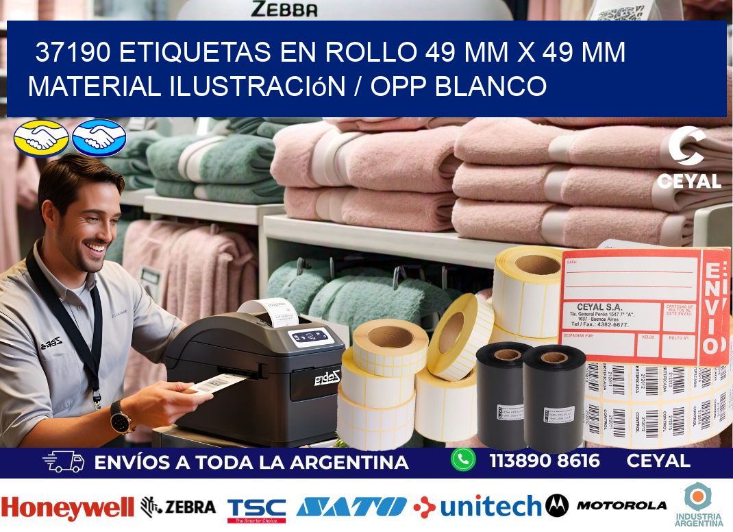 37190 Etiquetas en rollo 49 mm x 49 mm material Ilustración / OPP Blanco