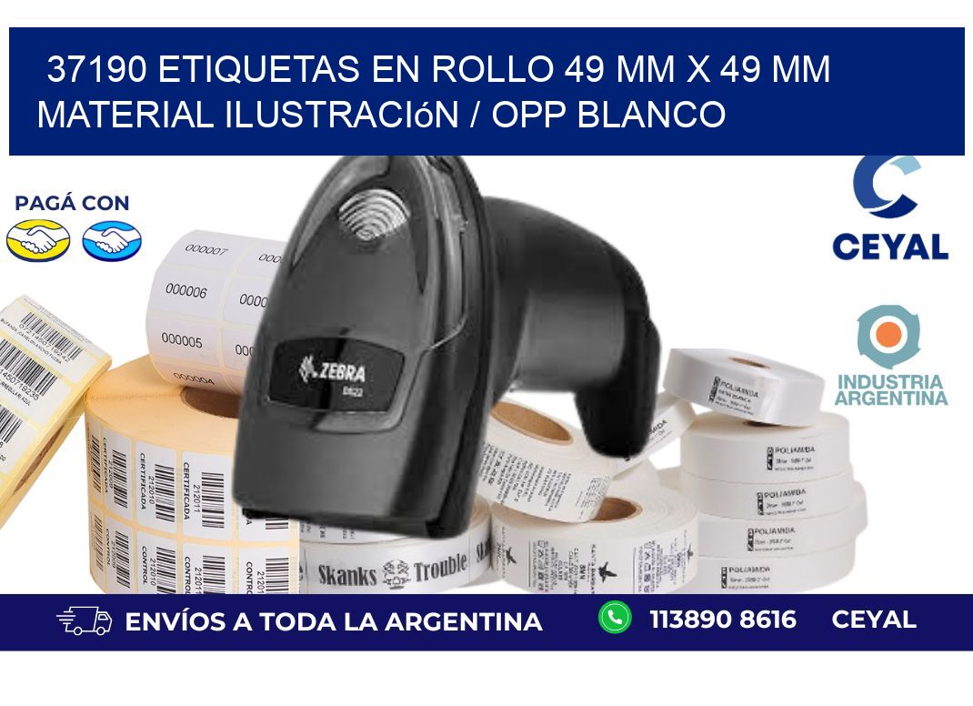37190 Etiquetas en rollo 49 mm x 49 mm material Ilustración / OPP Blanco