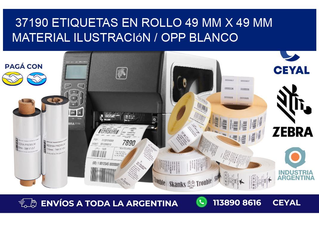 37190 Etiquetas en rollo 49 mm x 49 mm material Ilustración / OPP Blanco