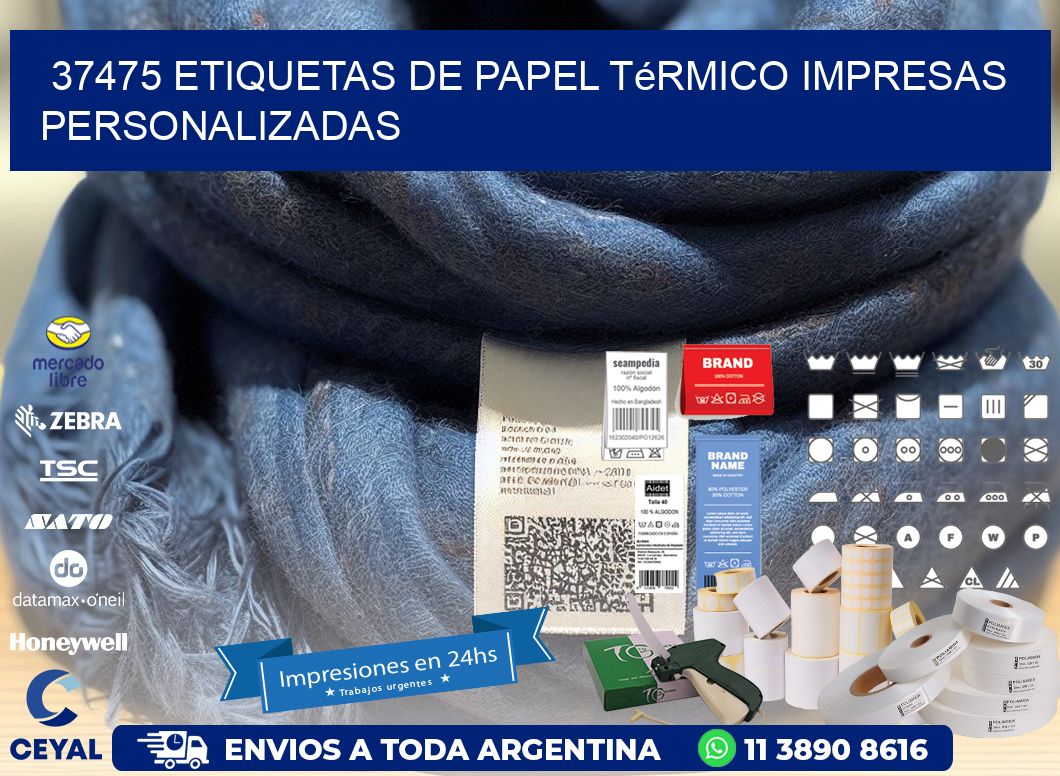37475 Etiquetas de papel térmico impresas personalizadas