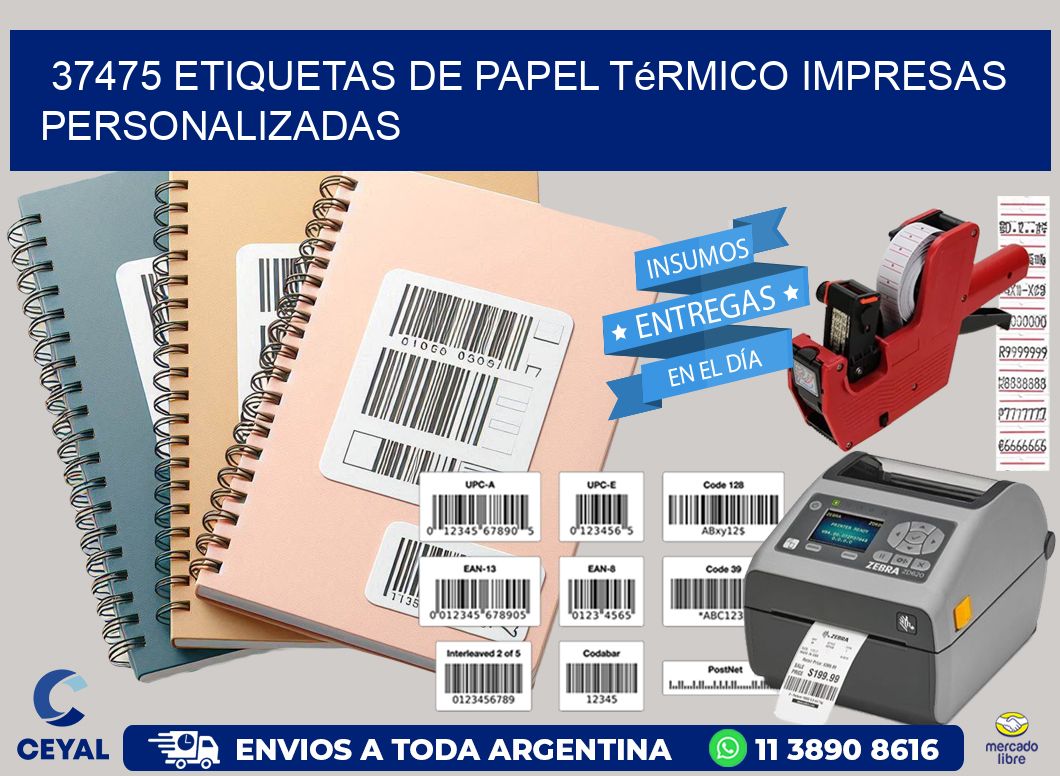 37475 Etiquetas de papel térmico impresas personalizadas