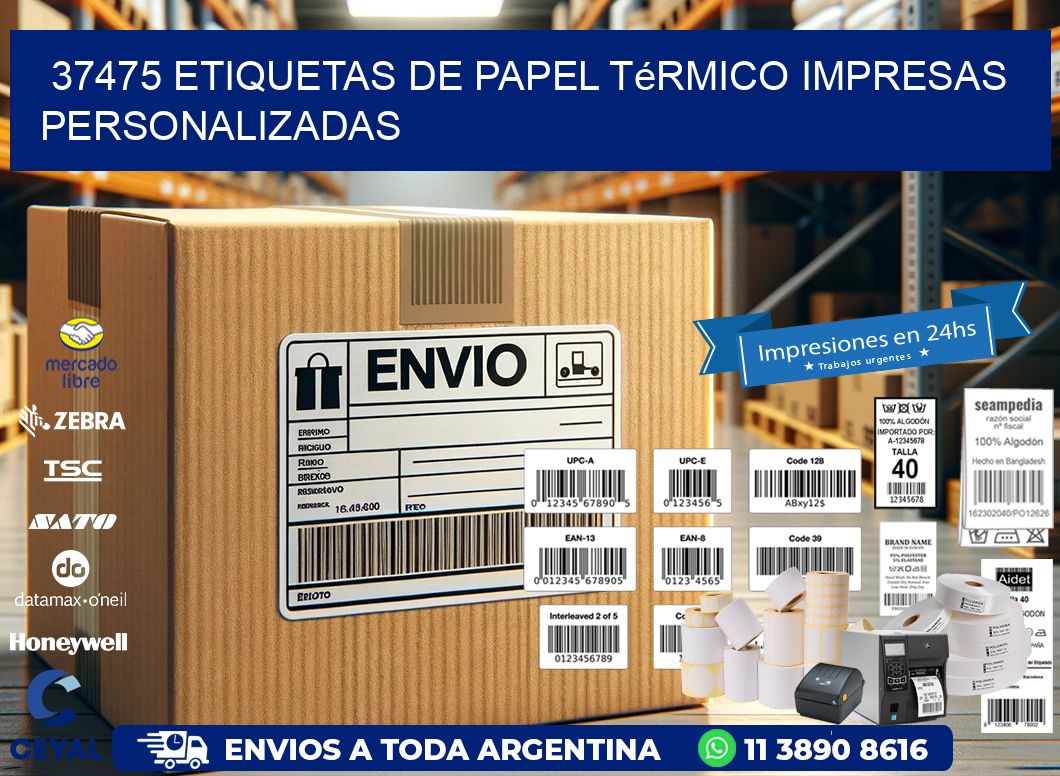 37475 Etiquetas de papel térmico impresas personalizadas