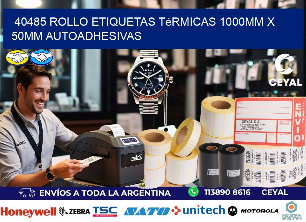 40485 Rollo Etiquetas Térmicas 1000mm X 50mm Autoadhesivas