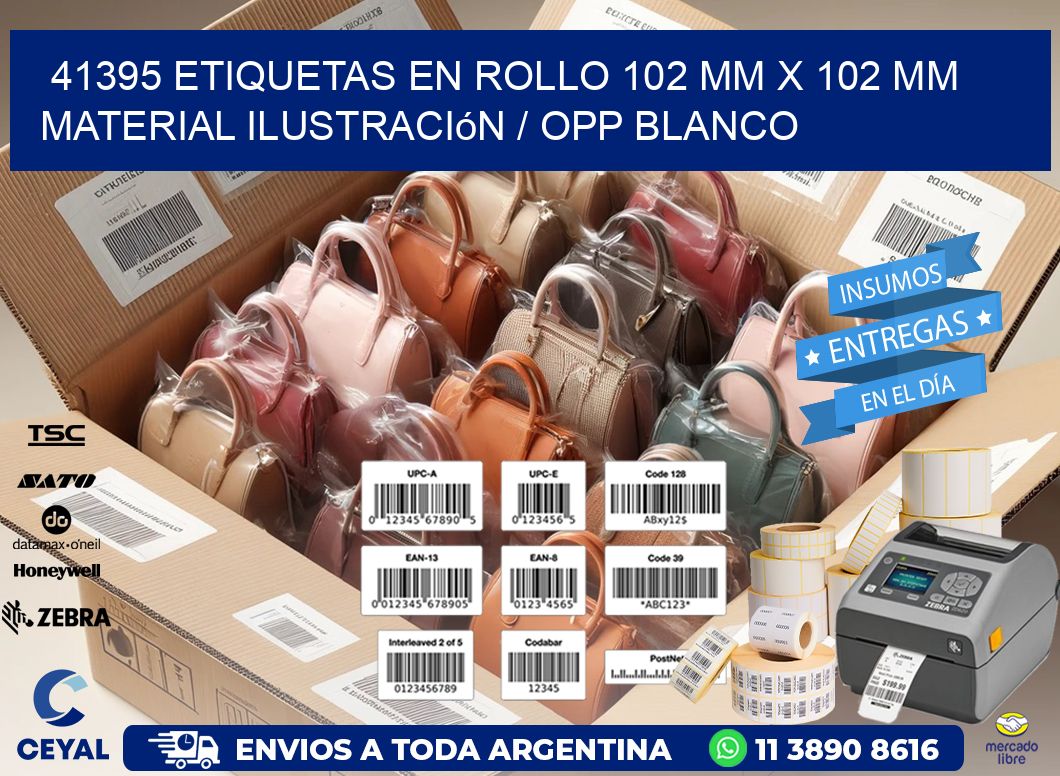 41395 Etiquetas en rollo 102 mm x 102 mm material Ilustración / OPP Blanco