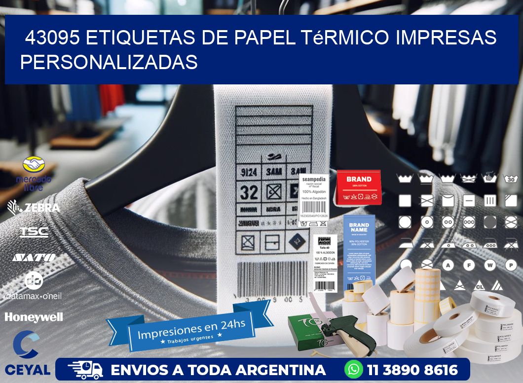 43095 Etiquetas de papel térmico impresas personalizadas