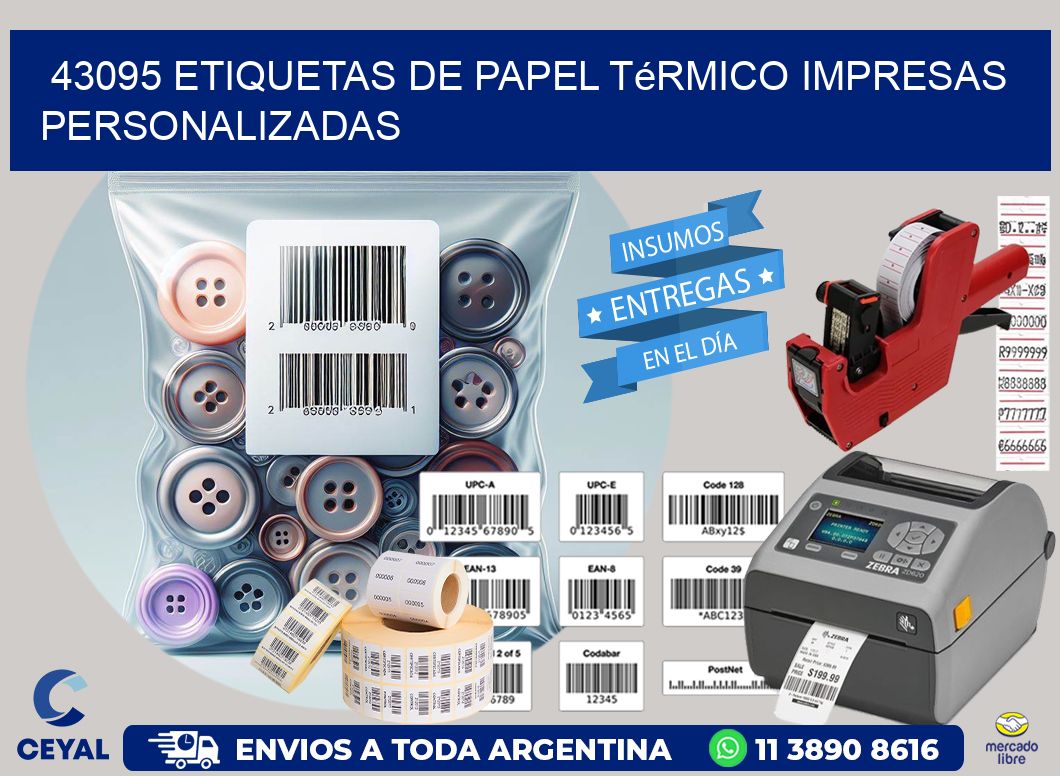 43095 Etiquetas de papel térmico impresas personalizadas
