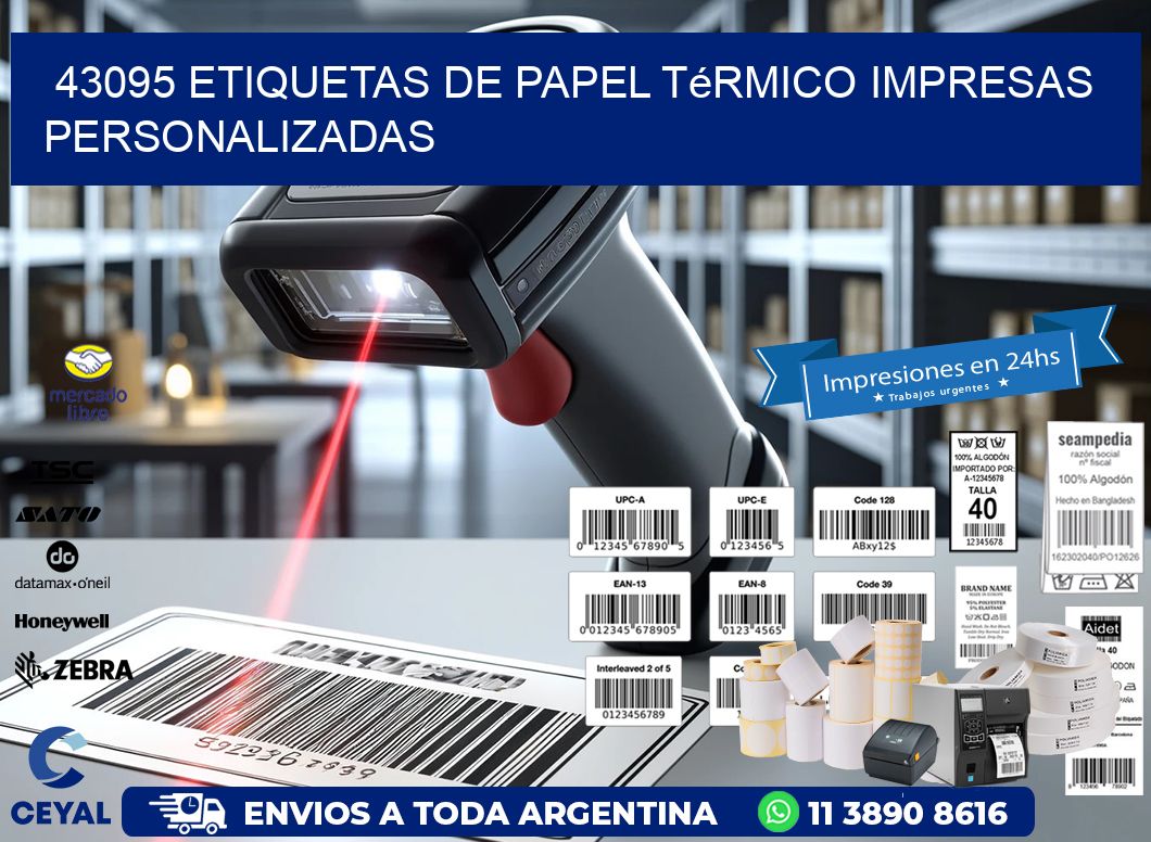 43095 Etiquetas de papel térmico impresas personalizadas