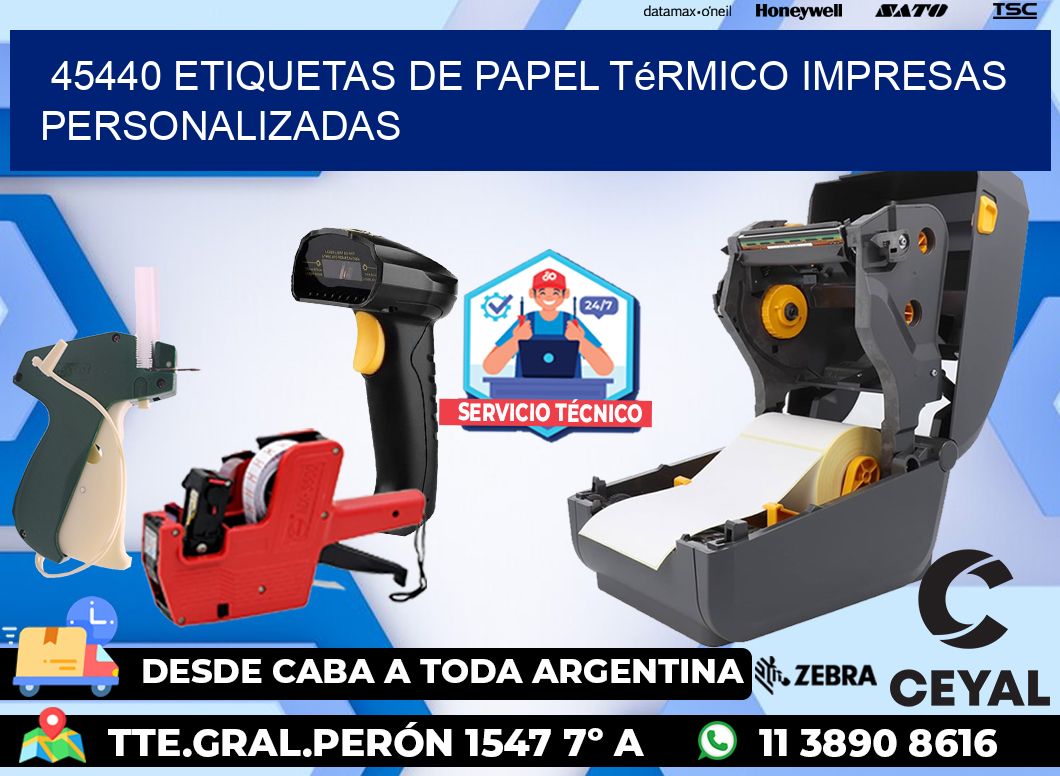 45440 Etiquetas de papel térmico impresas personalizadas