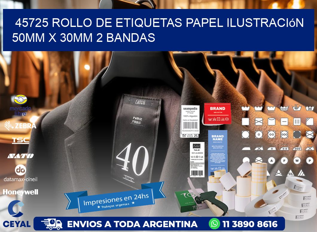 45725 Rollo de Etiquetas Papel Ilustración 50mm x 30mm 2 Bandas