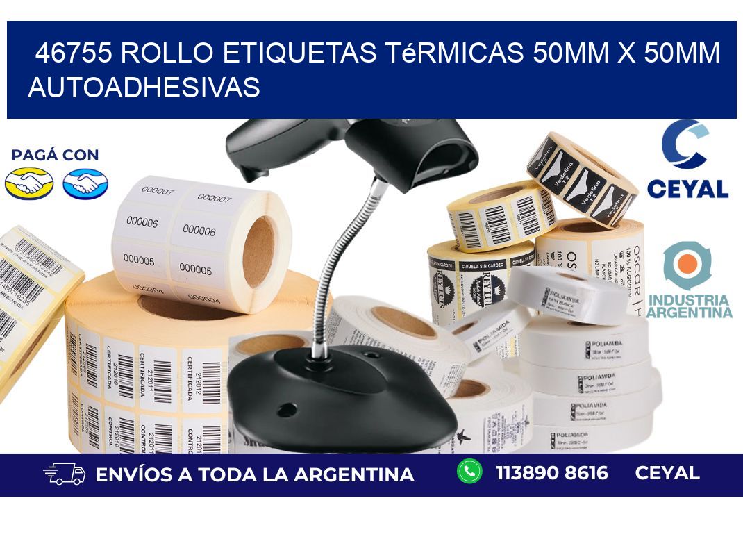 46755 Rollo Etiquetas Térmicas 50mm X 50mm Autoadhesivas