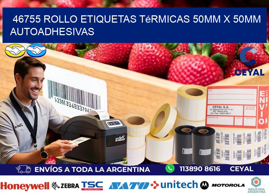 46755 Rollo Etiquetas Térmicas 50mm X 50mm Autoadhesivas