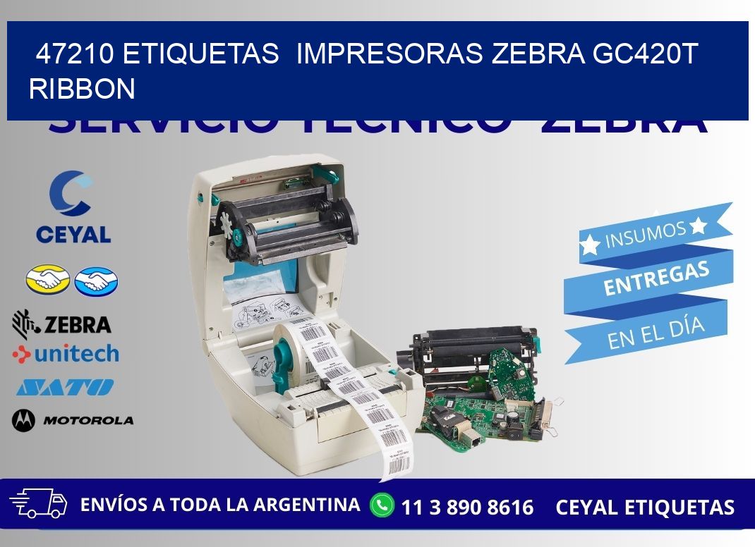47210 etiquetas impresoras zebra gc420t ribbon