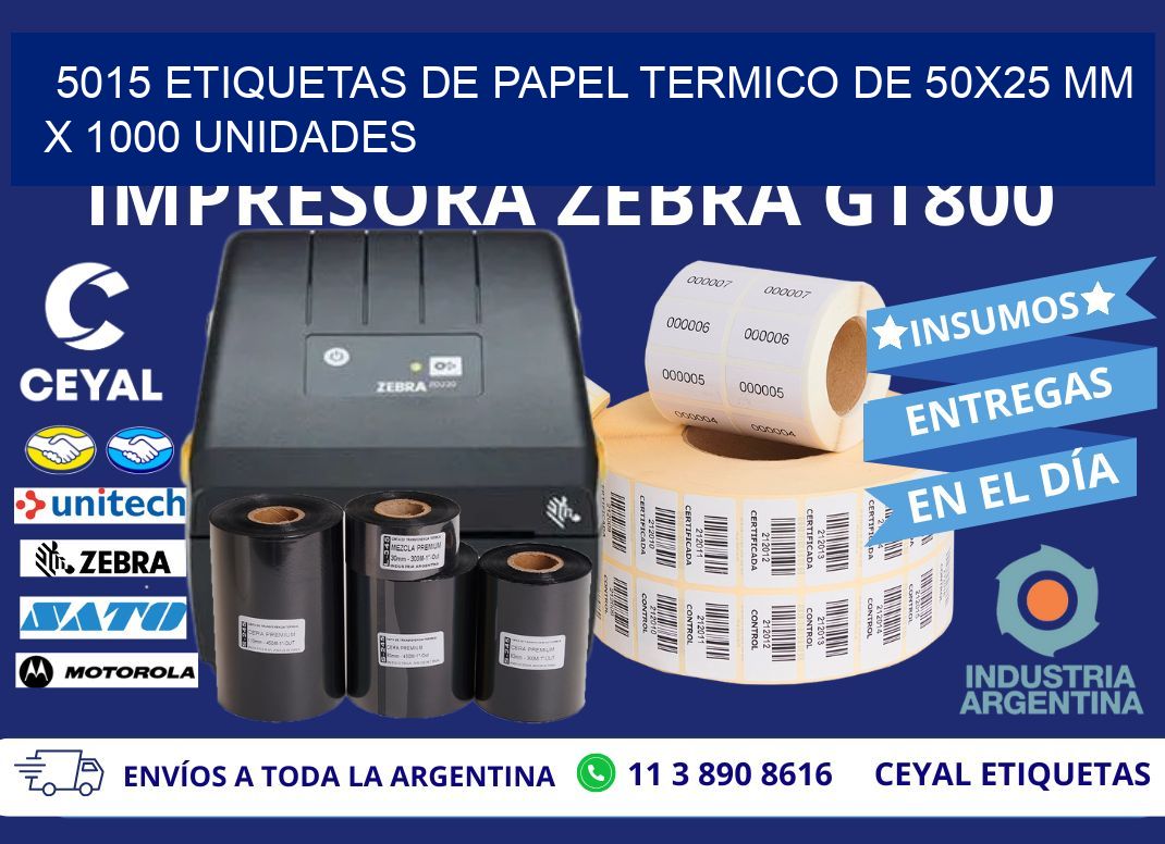 5015 Etiquetas De Papel Termico De 50x25 Mm X 1000 Unidades