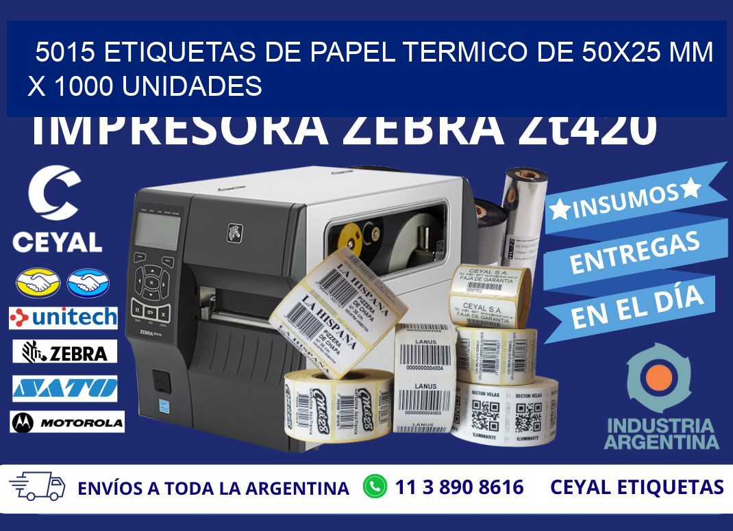 5015 Etiquetas De Papel Termico De 50×25 Mm X 1000 Unidades
