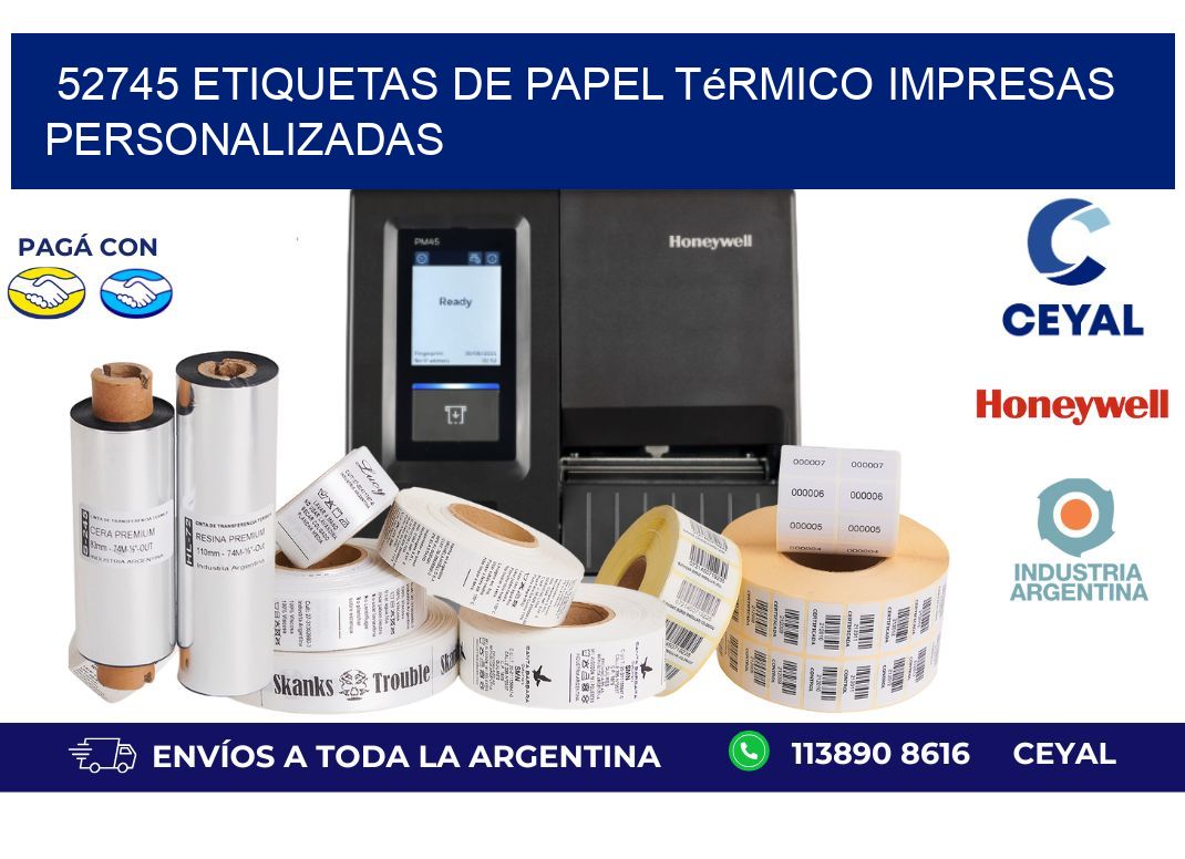 52745 Etiquetas de papel térmico impresas personalizadas