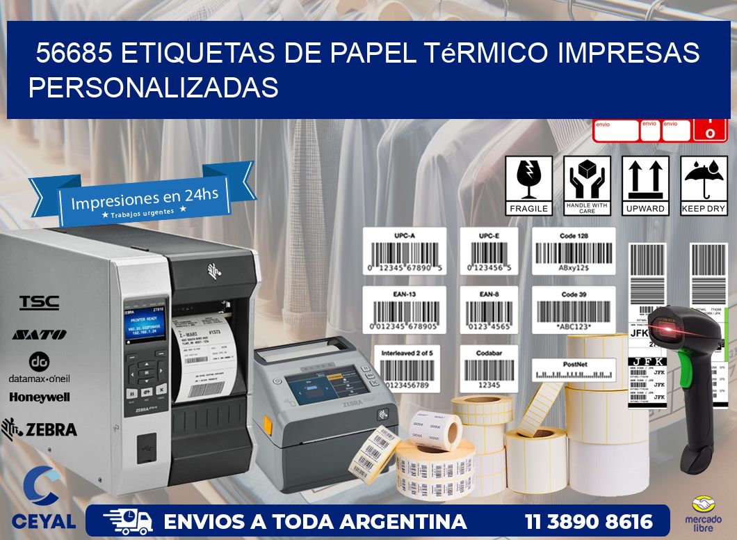 56685 Etiquetas de papel térmico impresas personalizadas