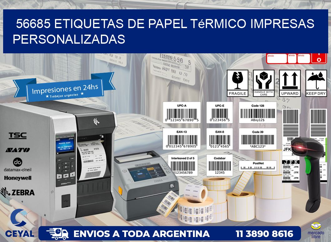 56685 Etiquetas de papel térmico impresas personalizadas