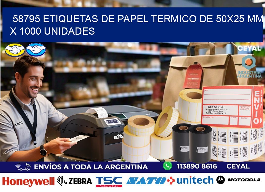 58795 Etiquetas De Papel Termico De 50x25 Mm X 1000 Unidades