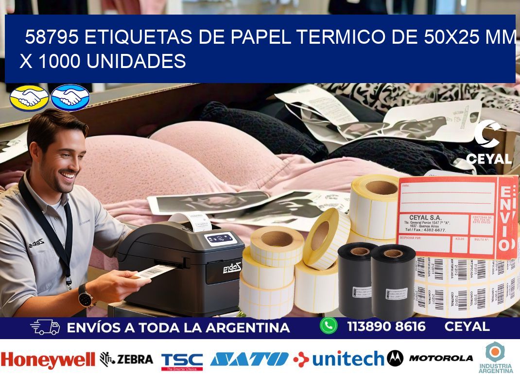 58795 Etiquetas De Papel Termico De 50×25 Mm X 1000 Unidades