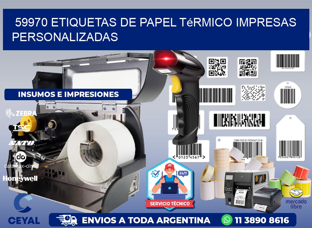 59970 Etiquetas de papel térmico impresas personalizadas