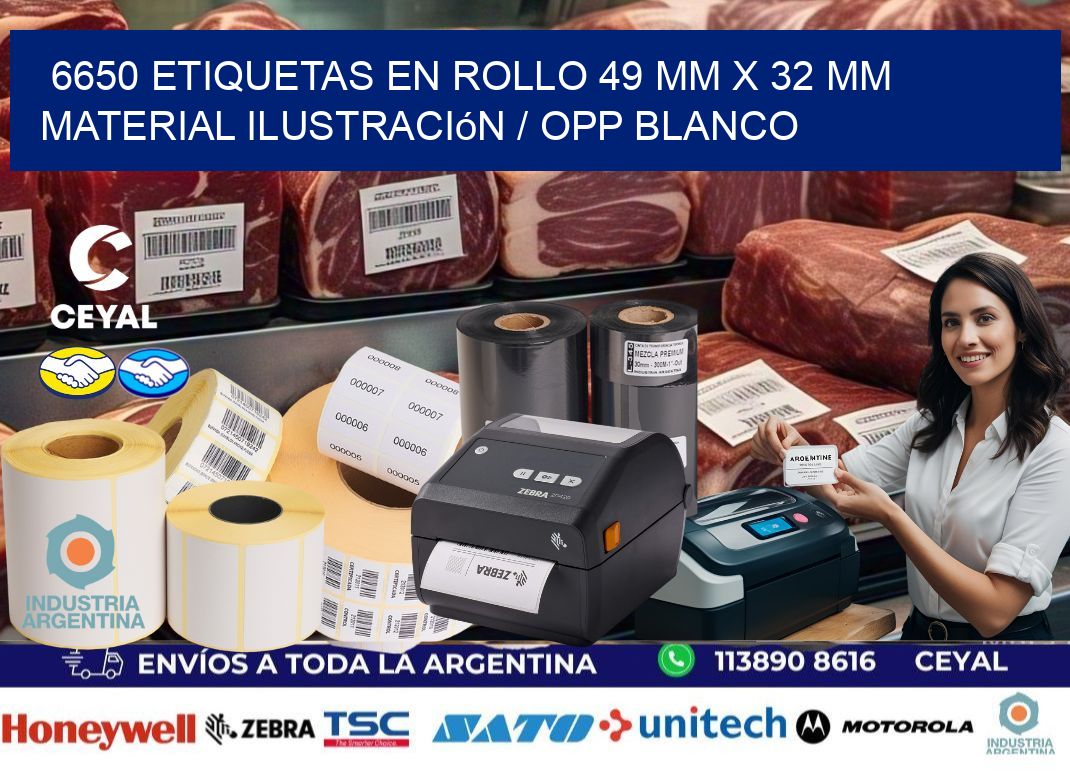 6650 Etiquetas en rollo 49 mm x 32 mm material Ilustración / OPP Blanco