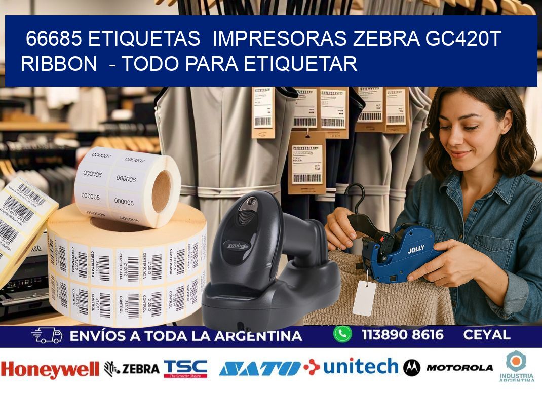 66685 etiquetas  impresoras zebra gc420t ribbon  - Todo para Etiquetar
