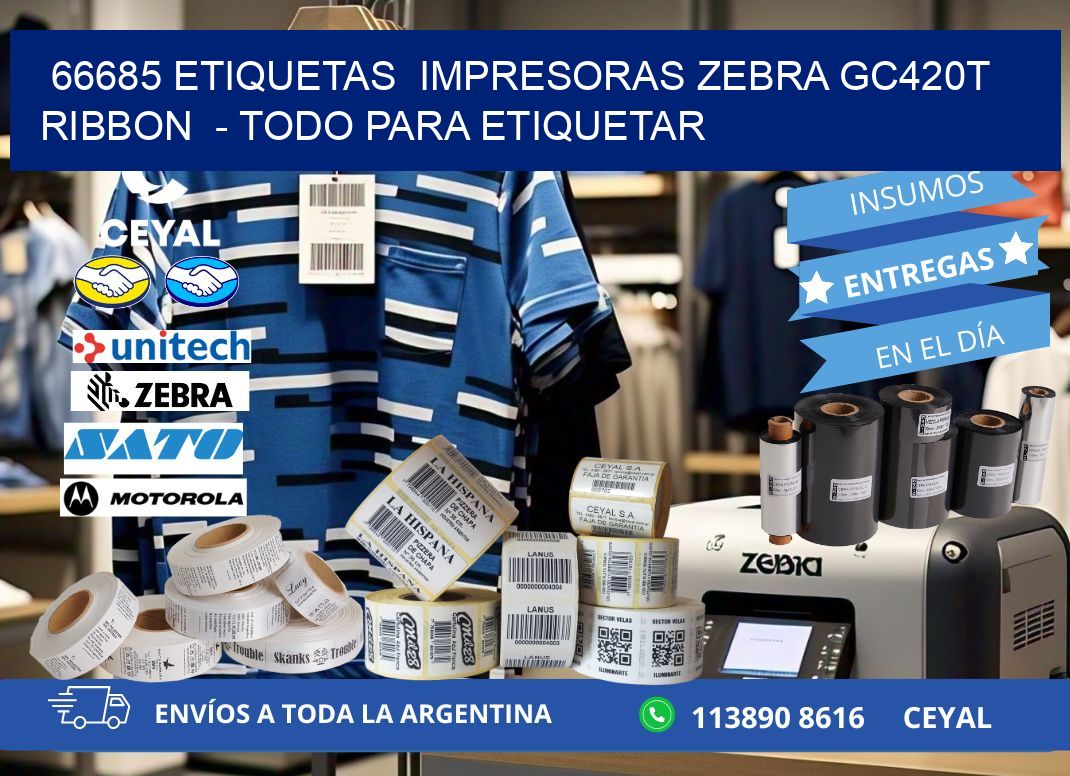 66685 etiquetas  impresoras zebra gc420t ribbon  - Todo para Etiquetar