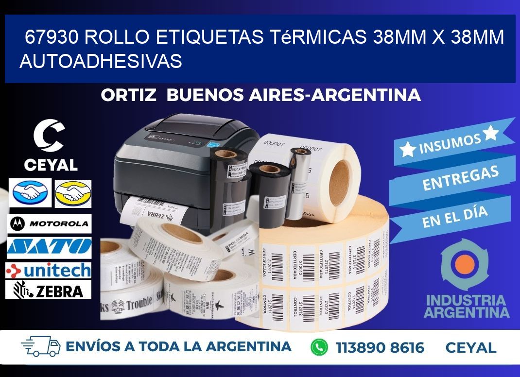 67930 Rollo Etiquetas Térmicas 38mm X 38mm Autoadhesivas