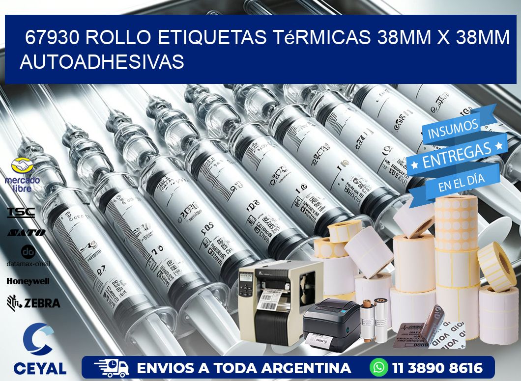 67930 Rollo Etiquetas Térmicas 38mm X 38mm Autoadhesivas