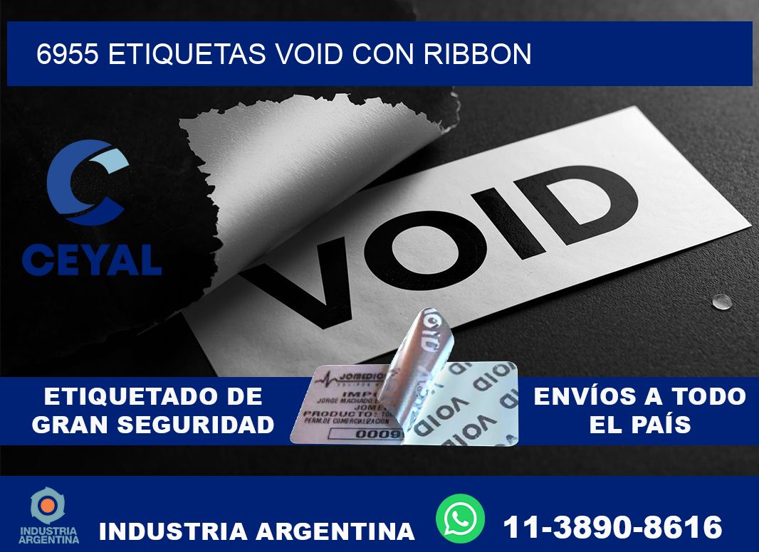 6955 etiquetas void con ribbon