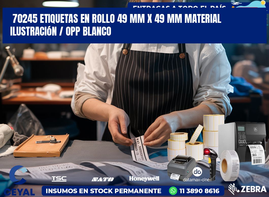 70245 Etiquetas en rollo 49 mm x 49 mm material Ilustración / OPP Blanco